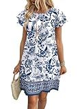 OFEEFAN Dresses for Women 2026 Spring Summer Sundresses Boho Floral Beach Vacation Clothes Hawaiian Casual Outfits Print 12 XL