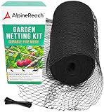 AlpineReach Garden Netting 7.5 x 65 ft, Black Heavy Duty Bird Net