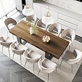 STHOUYN Farmhouse Rustic Extendable Dining Room Table for 8 10, 70.9" (86.6") x 31.5", Rectangular Dinner Table for 6-10, Mid Century Modern Expandable Retractable Wooden Kitchen Table (Brown)