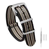 watchdives Nylon Watch Band 18mm 20mm 22mm Multicolor Replacement Watch Straps for Men Women (Black Yellow Gray, 22mm)