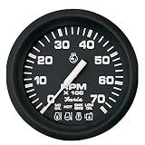 Faria Euro Black 4 Tachometer w/Systemcheck Indicator - 7,000 RPM (Gas - Johnson/Evinrude Outboard)