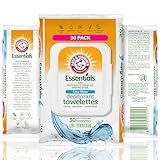 Arm and Hammer Face and Body Wipes for Adults - Deodorant Towelettes 30 Sheets for Women - Shower Wipes for Traveling, Camping, Gym, and Bathing - Alcohol-Free Face Sheets (Clear Water)
