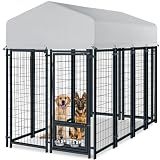 Oranland 8x4x6 FT Dog Kennel Outdoor for Large Dogs with Silver Roof