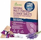 BAMBOEARTH 12 Pack Natural Multi-Purpose Cleaner - All Surface Multipurpose Cleaning Tablets Refill - Eco-Friendly Product & Cleaning Supplies - 1 Tablet = 17oz Spray (204oz Total) - Calm Lavender