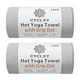 CYCLXY 2 Pack Hot Yoga Towel with Grip Dot，Stickyfiber Yoga Mat Towels Non Slip for Hot Yoga,Absorbent Microfiber Sweat Anti-Slip Cover,Bikram,Pilates,Exercise,Fitness