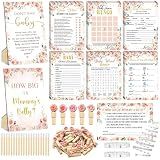 Funnymoom 426 Pcs Rose Baby Shower Games Set Pack, 8 Games Floral