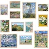 KBKBART Claude Monet Eclectic Wall Art, Monet Prints for Wall Decor, Eclectic Home Decor Canvas Impressionist Painting, Monet Water Lilies Exhibition Poster for Room Aesthetic, Classic Monet Gallery Art Prints Maximalist Decor - UNFRAMED
