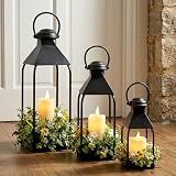 Decorative Metal Lanterns Indoor Outdoor, Set of 3 Outdoor Candle Holder