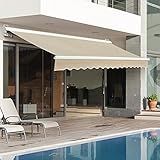 Diensweek 12'x10' Patio Awning Retractable, Fully Assembled Motorized Electric Commercial Grade - Quality 100% Dope-Dyed Acrylic Window Door Sunshade Shelter - Deck Canopy Balcony (12'x10', Beige)