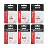 REACH Waxed Dental Floss, Cinnamon, Plaque Remover for Teeth, Shred Resistant, Floss Slides Smoothly, Easy to Use, Waxed, Deep Cleaning Teeth, Oral Care, PFAS Free, for Adults & Kids, 6 Pack, 55 yd