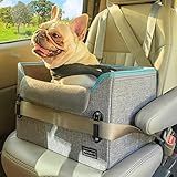 PETSFIT Dog Car Seats for Small Dogs, Patent Safe Buckles Dog Booster Car Seat, Cat Cars Seat with Safety Belt, Suitable for Small Pets Up to 25lbs (Grey)