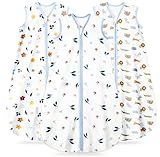 TURMEWU Baby Sleep Sack 6-12 Months, 100% Organic Cotton Wearable Blanket for Babies, 2-Way Zipper TOG 0.5 Lightweight Breathable Baby Sleeping Bag, 4 Sizes-M Animal&Plant&White