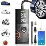 Tire Inflator Portable Air Compressor - Smart APP Air Pump for Car Tires, All-in-One Storage Portable Tire Pump for Car, 3X Speed & Automatic Stop Inflation, Cordless Tire Pump for Car, Motorcycle, Bicycle, Ball