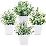 Der Rose 4 Pack Fake Plants Mini Artificial Greenery Potted Plants for Home Decor Indoor Office Table Room Farmhouse Bathroom Decor