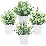 Der Rose 4 Pack 7" Mini Fake Plants, Artificial Plants for Bathroom Decor