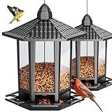 Birdream 2 Pack Bird Feeders for Outdoor Hanging, Retro Pagoda Design Fun Installation Bird Feeder, Attracting Wild Birds Chickadees Goldfinches Cardinals Finches and Sparrows