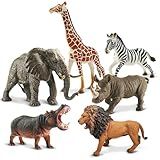 Zippytots 6PCS Safari Animal Figure Toys for Kids 3-5 Realistic Plastic Jungle Animal Figurines African Wildlife Learning Toys for Kids Boys Girls Toddlers