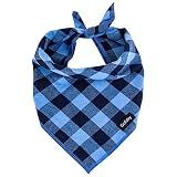 Gofshy Boy Dog Bandana Large Cotton, Blue Black Buffalo Plaid Scarf