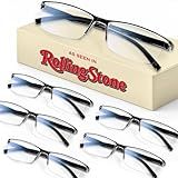 6 pack 2.5 Executive Style Reading Glasses Men - Durable Readers with Blue Light Filtering- Comfortable Fit with TR90 Frames