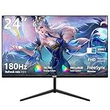 DJiEX 24 inch Gaming Computer Monitor FHD 1920x1080p 180Hz Refresh Rate 16:9 Aspect Ratio Ergonomic Tilt Sync Visual Experience for Work & Play Home Office Support Wall Mount Install(75 * 75mm)