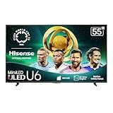 Hisense 55" Class U6 Series Mini-LED 4K UHD Smart Fire TV (55U65QF, 2025 Model) - QLED, Native 144Hz, HDR10+, Dolby Vision IQ, Dolby Atmos, Game Mode Pro, ALLM, Alexa Built in, Black