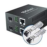 10Gtek Gigabit Ethernet Media Converter, MultiMode Dual LC Fiber to Ethernet RJ45 Converter for 10/100/1000Base-Tx to 1000Base-SX(with a SFP MMF 850-nm Module), UL Certified, up to 550-m, Pack of 2