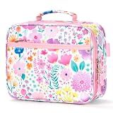 mibasies Kids Lunch Box for Girls, Insulated and Reusable Lunch Bag for School Preschool Kindergarten, Flower Pink