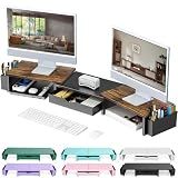gianotter Dual Monitor Stand Riser With Drawer and 2 Pen Holders