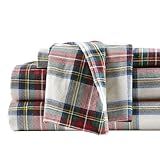 Comfort Spaces Cotton Flannel Breathable Warm Deep Pocket Sheets with Pillow Case Bedding, King, Red Plaid Scottish Plaid 4 Piece