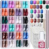Teenitor 24Pack Short Press On Nails, 576Pcs Round Press On Nails, Matte and Glossy Short Fake Nails With Glue
