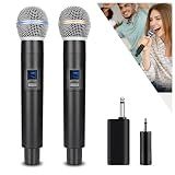 HUACAM 2.4G Wireless Microphone,Dual Microphones for Karaoke, Wireless Dynamic Microphone with Rechargeable Receiver,Plug and Play,Suitable for Speech, Wedding, Church, PA System (W58-2.4g)