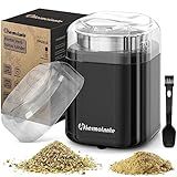 Hermolante Herb Grinder Spice Grinder, 200 w Herb Grinder with Stainless Steel Blade and Cleaning Brush, Compact Size Electric Grinder for Herbs and Spices -5.11in (Black)