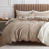 Bedsure Cotton Duvet Cover King - 100% Cotton Waffle Weave Khaki Duvet Cover King Size, GentleSoft™ and Breathable Tan Bedding Set for All Season, 3 Pieces, 104"x90"