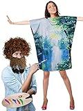Zeyune 5 Pcs Halloween 80's Painter Couple Costume Artist Painting Tree Tunic Dresses Wig Beard and Painting Kit(Classic)