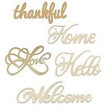 Joyavo 5 Pcs Unfinished Wood Sign Cutout Hello Welcome Thankful Home Love Wooden Letter Sign Block Words Sign for Wreath Crafts Door Hanger Wall Art Decor