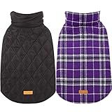 Kuoser Waterproof Dog Coat, Reversible Dog Jacket for Medium Dogs, Adjustable Durable Doggie Winter Coat Warm Puppy Cold Weather Apparel from Small to Large Breed, Purple M