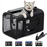 Conlun Cat Carrier Bag,Soft-Sided Pet Carriers for Dogs with 4-Sided Mesh,Airline Approved Cat Transport Carrier for Small&Medium Cats Kitten Puppy Up to 15Lb,Collapsible Cat Travel Carrier-M,Black