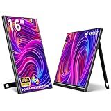 Veout 16" Portable Monitor for Laptop, 1920 * 1200P FHD IPS Travel External Screen, Dual USB-C & Mini-HDMI Blue Light Filter Eye Care Second Display with 4 Colors Kickstand, 0.3" Ultra-Slim