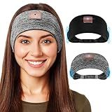 Mixiba 2-Pack Sleeping Headphones, Headband Headphones with Ultra-Thin HD Stereo Speaker, Bluetooth Headband for Sports, Workouts, Insomnia, Yoga, Air Travel, Meditation - Black&Grey
