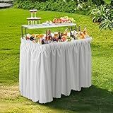 VINGLI Ice Table with Extra Storage Shelf, Portasble Cooler Side Table with Removable Skirt, Patio Table, Indoor & Outdoor Bar for Events, Parties and Camping
