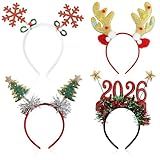 MDDRUIQI Christmas Headbands for Women - 4 PCS Deer Antlers Headband | Christma Hats Accessories Party Favors Supplies - Xmas Gifts for Women | Holiday New Years Sweaters Dresses Outfits for Adults