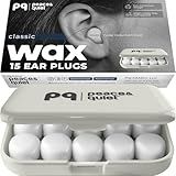 Peace&Quiet PQ Wax Ear Plugs for Sleeping, Swimming - 15 Soft Noise Cancelling Silicone Gel Wax Earplugs for Sleep and Swimmers, Ear Protection with Sound Blocking Level of 32 Db, (15-Pillows)