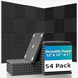 54 Pack Sound Proof Foam Panels |12"×12"×1" Quick-Recovery Soundproof Wall Panels | High Density Sound Dampening Panels for Home Studio |With Adhesive Stickers 270PCS