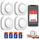 Woqucute Smart Smoke Detector Fire Alarm, Wi-Fi Smoke Alarm with Replaceable Battery, Wireless Smoke Detector, Smoke Alarms with Real-Time App Notifications, 4 Pack