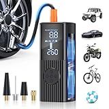 Hafuloky Tire Inflator Portable Air Compressor, 180PSI Cordless Air Pump with Digital Gauge, LED Light and Auto Shut-Off Function, 3X Faster Air Compressor for Car, Motorcycle, Bicycle, Ball