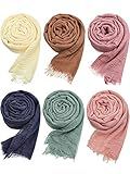 Geyoga 6 Pcs Women Scarf Shawl Hijab Scarves Cotton Crinkle Hijab for Women Blend Shawl Crinkle Wrap Head for Seasons(Stylish Colors)