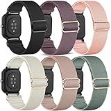 TUCOMO 6Pack Stretchy Nylon Watch Bands Compatible with Amazfit Active 2/GTS/GTS 2/GTS 2 mini/GTS 2e/GTS 3/GTS 4/GTS 4 mini/GTR mini, Loop Elastic Straps for Amazfit Bip U Pro/Bip 3 Pro/Bip Women Men