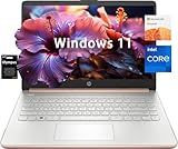 HP 14" HD Student Business Laptop, Intel Quad-Core N4120, 16GB RAM, 384GB Storage, (128GB eMMC+256GB SD Card), 1 Year Office 365, Slim Design, Webcam, HDMI, Bluetooth, WiFi, Win 11 S, Rose Gold
