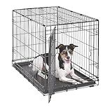 MidWest Homes for Pets 30-Inch iCrate Folding Dog Crate with Divider Panel, Leak-Proof Tray & Secure Latches – Metal Wire Kennel for Medium Breeds – Portable, Durable & Easy to Assemble