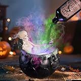 PakaLife Halloween Cauldrons Decorations,Black Large Plastic Witch Cauldron Punch Bowl with Magic Floating Bottle and Diffuser,DIY Set Cauldron Indoor Outdoor Witches Halloween Decor